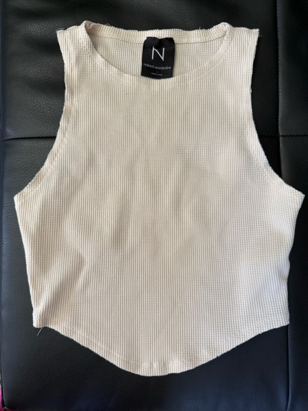 naked wardrobe Cream Ribbed Cropped Tank size Small